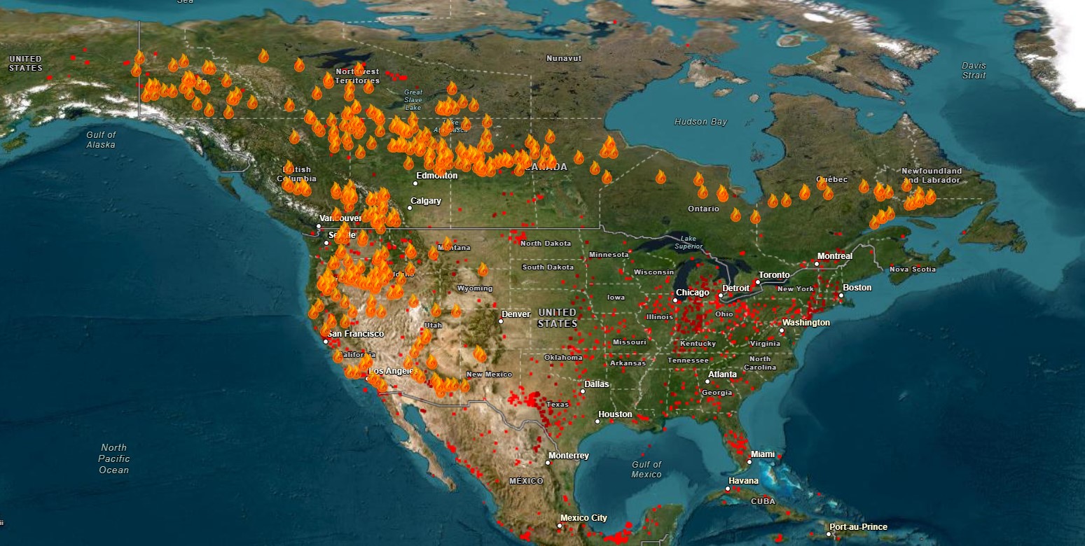 Kuzey Amerika kıtasında şiddetli orman yangınları